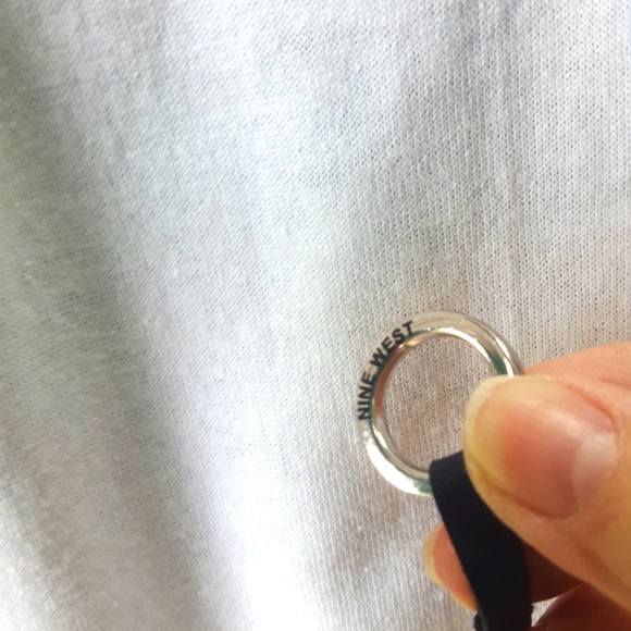 Nine West Boho Black Leather And Chrome Color Rings Belt - Picture 3 of 4